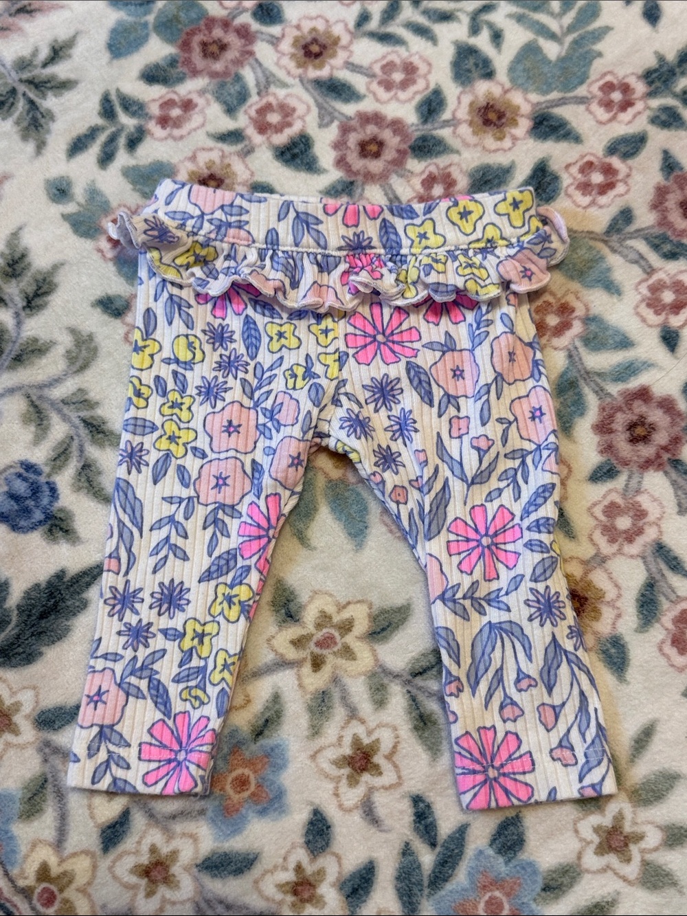 Cat and Jack Girls Floral Ruffle Waist Leggings